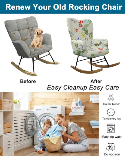CRFATOP Jacquard 1 PC Nursery Rocking Chair Recliner Covers Upholstered Glider Rocker Banquet Armchair Slipcover Stretch Accent Chairs Furniture Protector for Living Room Bedroom Offices,Green
