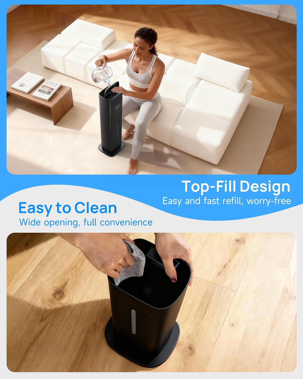 Warm & Cool Mist Humidifiers for Bedroom, Top-Fill Humidifier Large Room with Essential Oil Diffuser, Large Room Humidifiers for Home Baby Nursery Office Plants, White