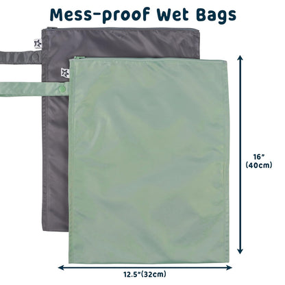 Tiny Twinkle Mess Proof Wet Bags | 2-Pack Reusable Waterproof Wet Bags for Swimsuits | Baby Clothes | Travel & Diaper Bag (Pink, Brown Checkers) - Colors B