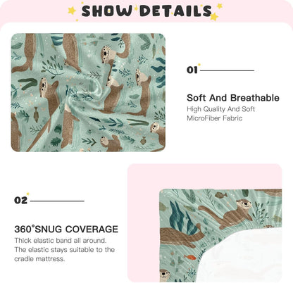Baby Crib Sheet Cute Goose Flowers Crib Mattress for Boys and Girls Playard Sheet Soft Breathable Fitted Baby Mattress Cover 52x28in