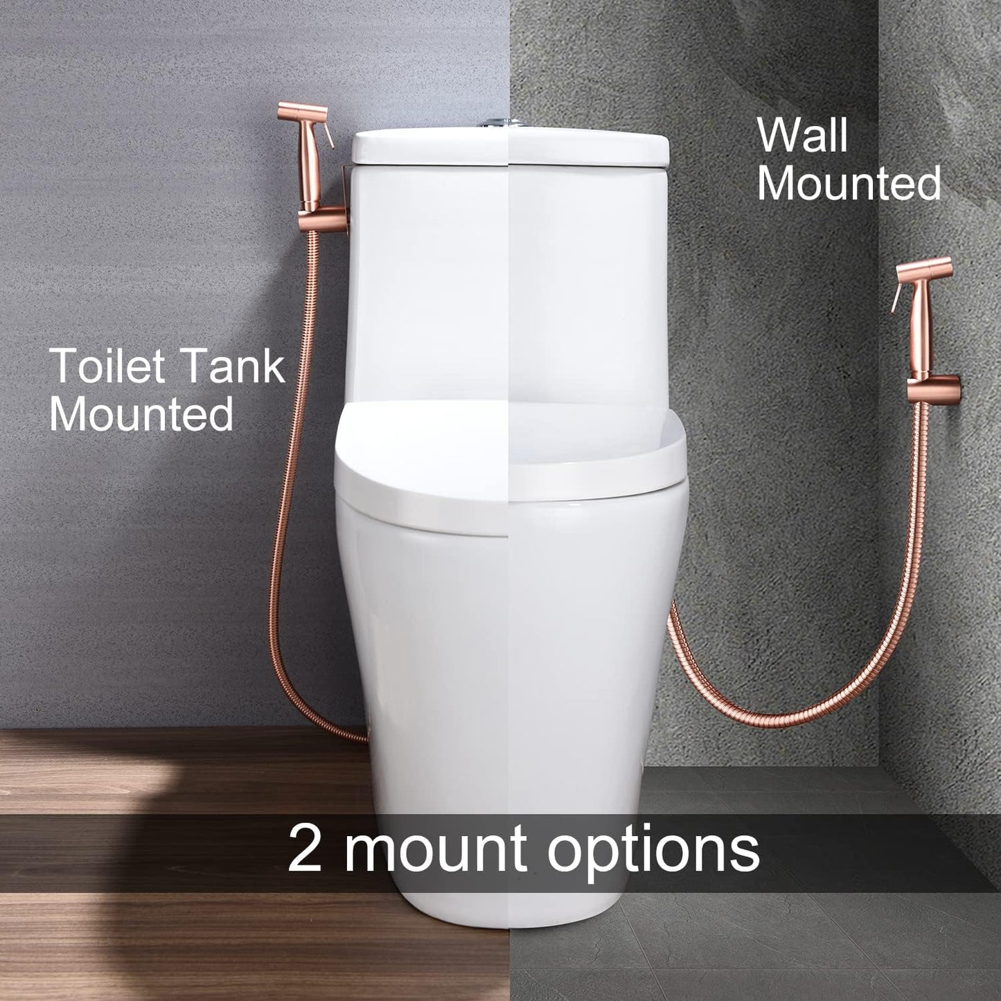 Bidet Sprayer for Toilet & Cloth Diaper Changing - Handheld, Adjustable Pressure Rose Gold