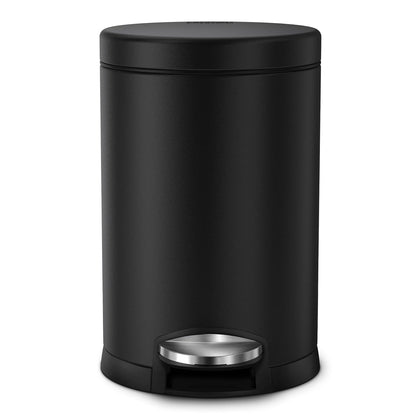 simplehuman 4.5 Liter / 1.2 Gallon Round Bathroom Step Trash Can, Brushed Stainless Steel