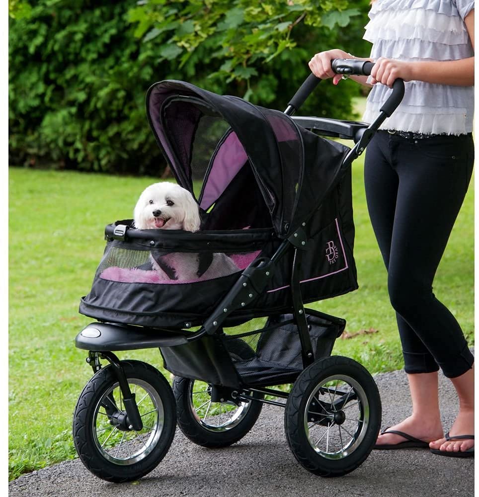 Pet Gear No-Zip NV Pet Stroller for Cats/Dogs, Zipperless Entry, Easy One-Hand Fold, Gel-Filled Tires, Plush Pad + Weather Cover Included, Caribbean Blue