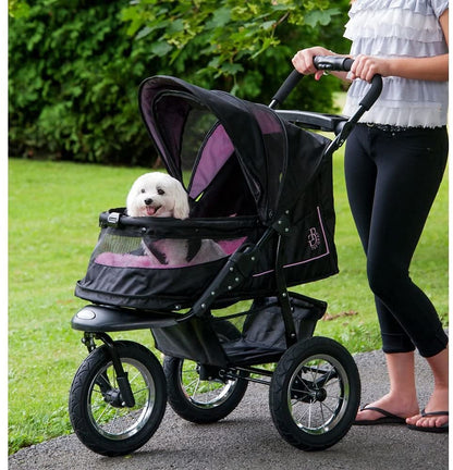 Pet Gear No-Zip NV Pet Stroller for Cats/Dogs, Zipperless Entry, Easy One-Hand Fold, Gel-Filled Tires, Plush Pad + Weather Cover Included, Caribbean Blue