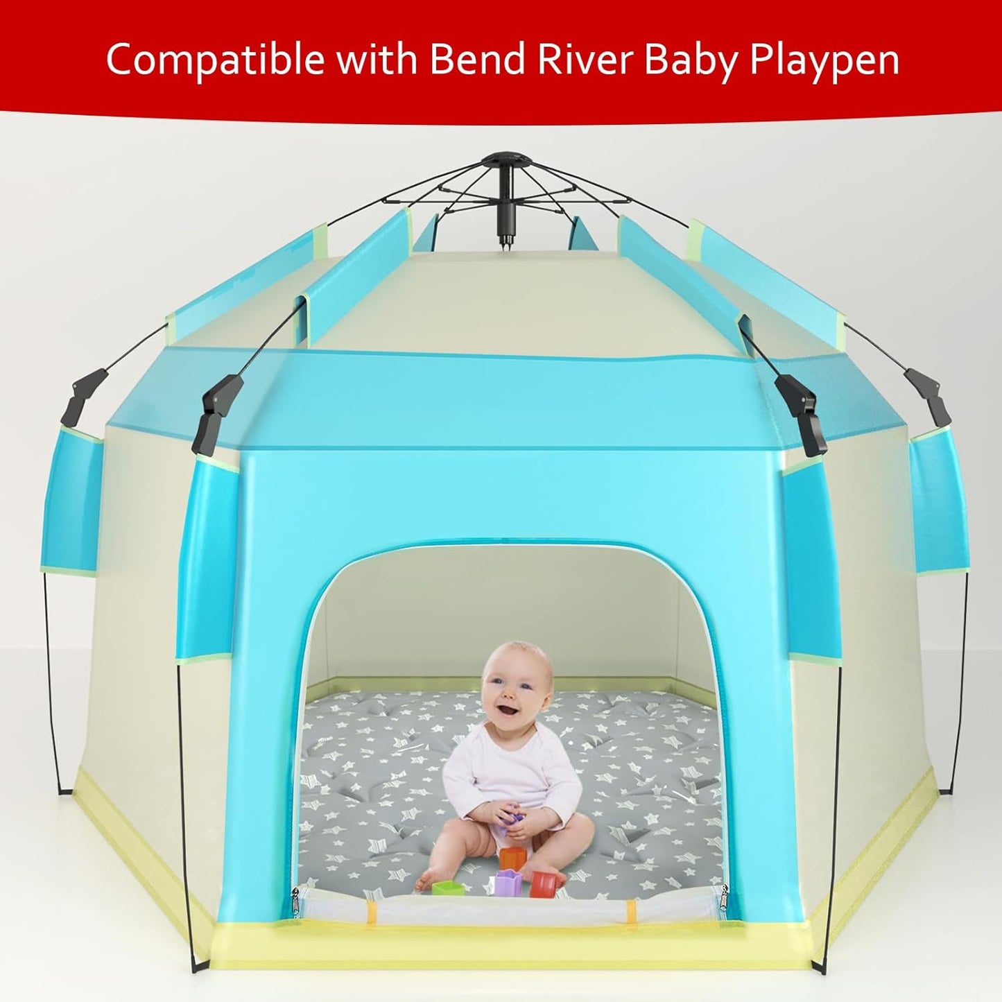 Octagon Playpen Mat Grey, Non Slip 8 Panel Playpen Mattress Mat Fits Regalo Extra Large Play Yard and hiccapop XL 69" Baby Playpen, Grey Star Octagon Playard Pad