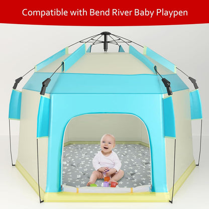 Octagon Playpen Mat Grey, Non Slip 8 Panel Playpen Mattress Mat Fits Regalo Extra Large Play Yard and hiccapop XL 69" Baby Playpen, Grey Star Octagon Playard Pad