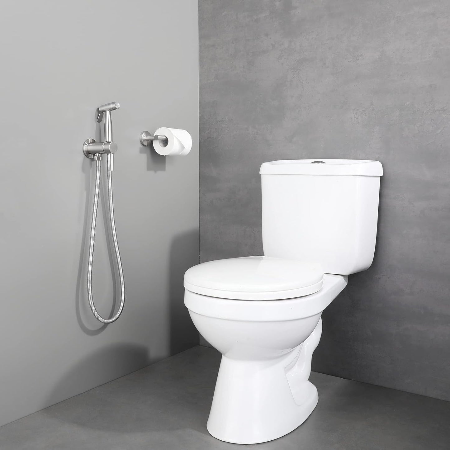 Chrome Handheld Bidet Sprayer for Toilet Warm Water, WiPPhs Stainless Steel Polished Silver Bidet Hand Held Sprayer with Brass Hot and Cold Mixing Valve, WI9138CP