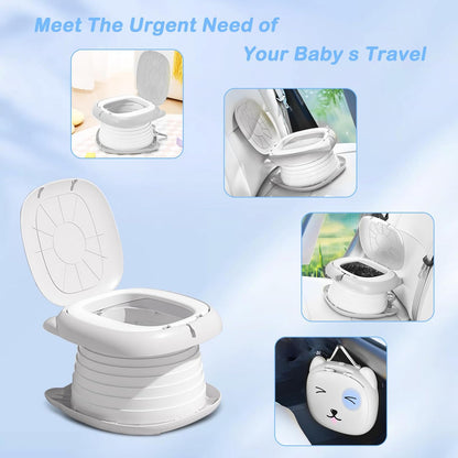 Portable Potty Chair for Toddlers with Splash-Proof Design, Foldable Travel Potty with Bag & 30 Refills - Kids Toilet for Car, Camping, Indoor - Easy Clean Baby Potty Training Seat(Red-blue)