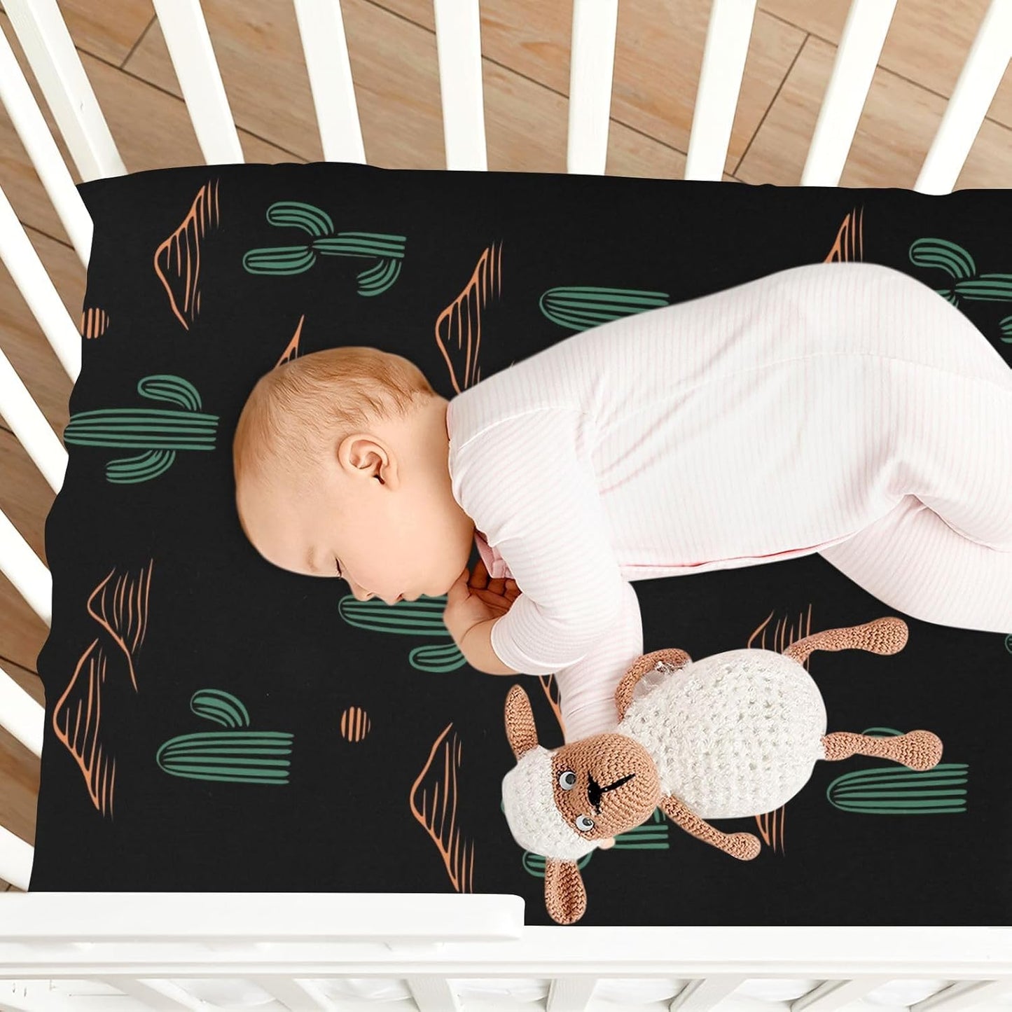 Fitted Crib Sheets Pink Checkered and Bows Stretchy Portable Playard Sheets for Baby Toddler, Breathable Soft Mini Crib Mattress 39 x 27 in for Boys and Girls