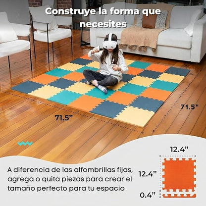 MioTetto Baby Play Mat, Soft Foam Floor Tiles for Kids. Adjustable Interlocking Foam Tiles, Fits with 74x74 Playpen Baby mat for Crawling & Development, Safe & Non-Toxic Playmat for Babies 6-12 Months