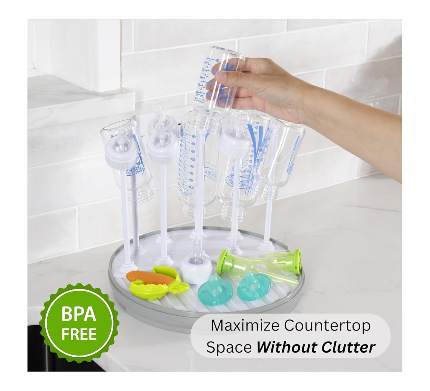 Pequeño Baby Bottle Drying Rack for Countertop – Compact Drying Station for Bottles, Nipples & Pump Parts | Fast-Drying BPA-Free Organizer for Newborn Essentials