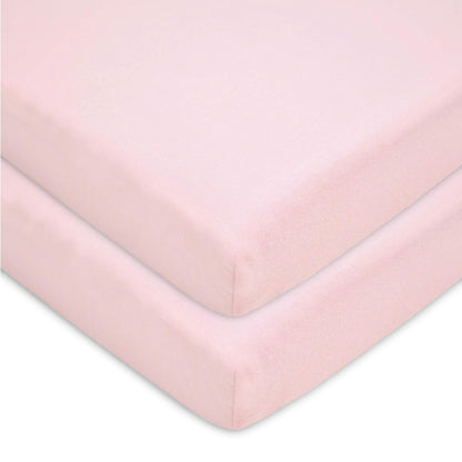 American Baby Company 2 Pack 100% Natural Cotton Fitted Pack and Play Sheets 39" x 27" - Soft & Breathable Pack N Play Sheets for Playard & Mini Crib Mattress, Pink Stars/Zigzag, for Boys & Girls
