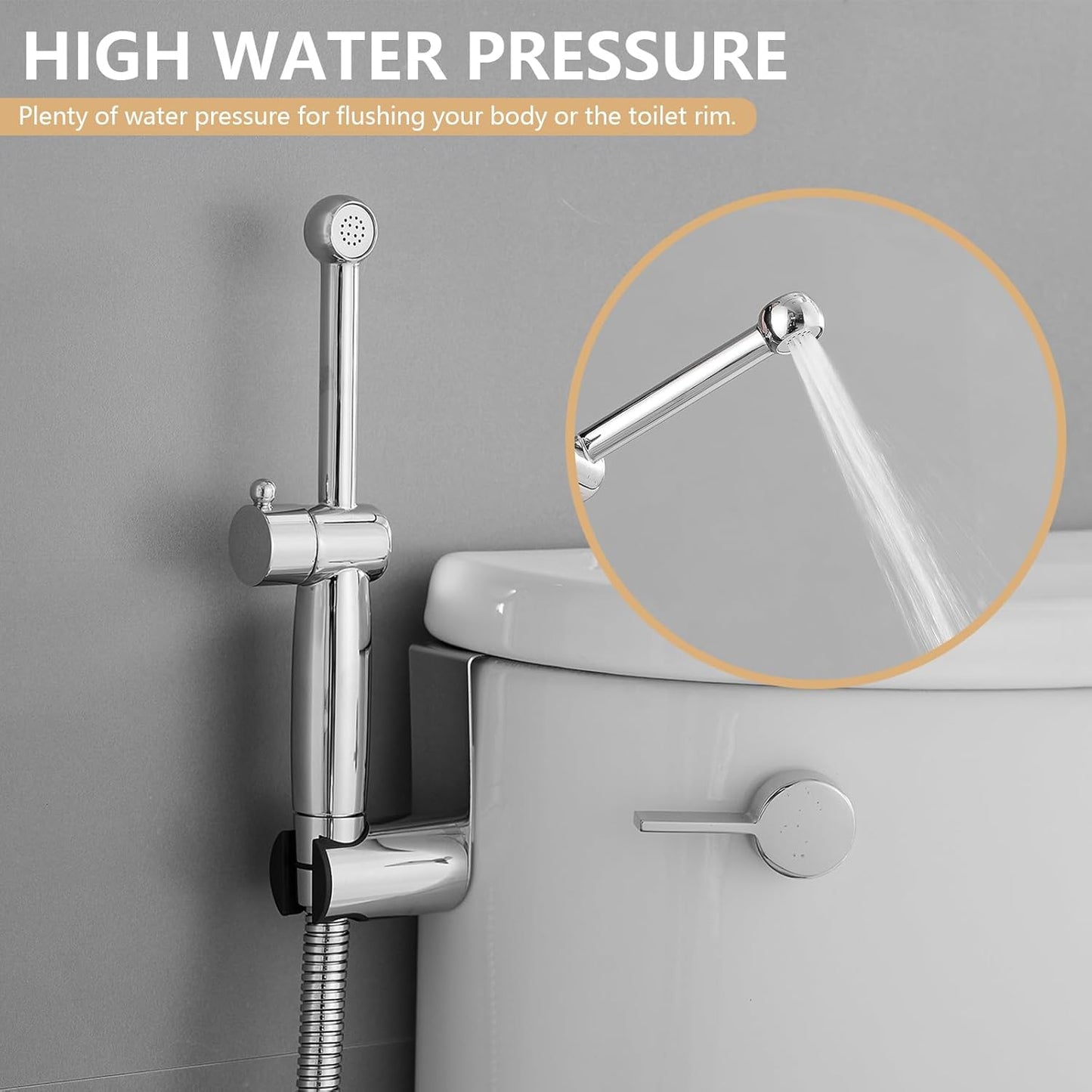 Handheld Bidet Sprayer for Toilet, All Brass Bathroom Toilet Sprayer Bidet Attachment Set, Baby Cloth Diaper Spraying Kit for Pet Bathing and Feminine Care, Brushed Nickel