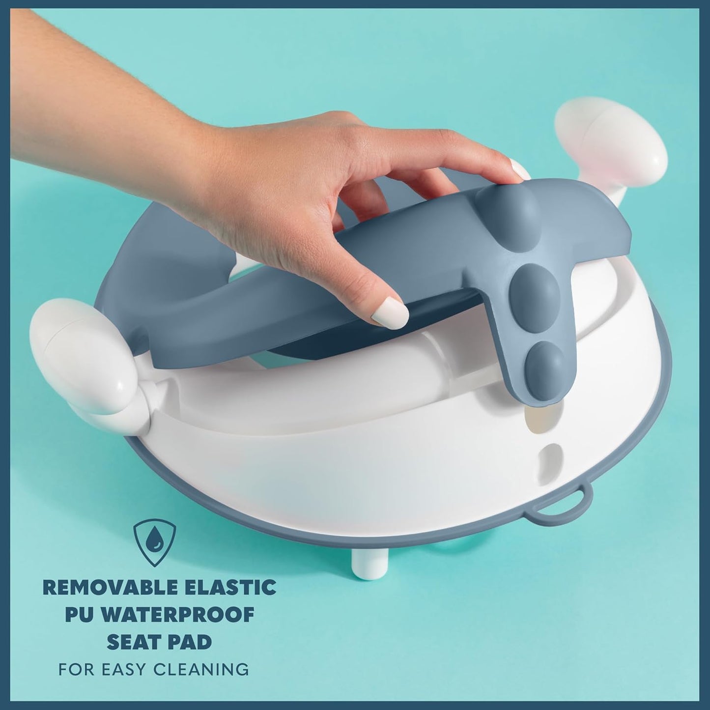 Todays Kids Anti-Slip Baby Training Toilet Seat for Toddlers - Comfortable & Soft Cushion, Secure Grip Handles - Splash Guard Design Potty Toddler Toilet Seat Attachment, Easy Storage Loop - Blue