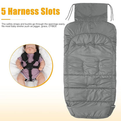 Yoofoss Stroller Cover for Winter, Toddler Stroller Footmuff Universal for Most Stroller, Water Resistant Warm Coral Baby Stroller Bunting Sleeping Bag Light Grey