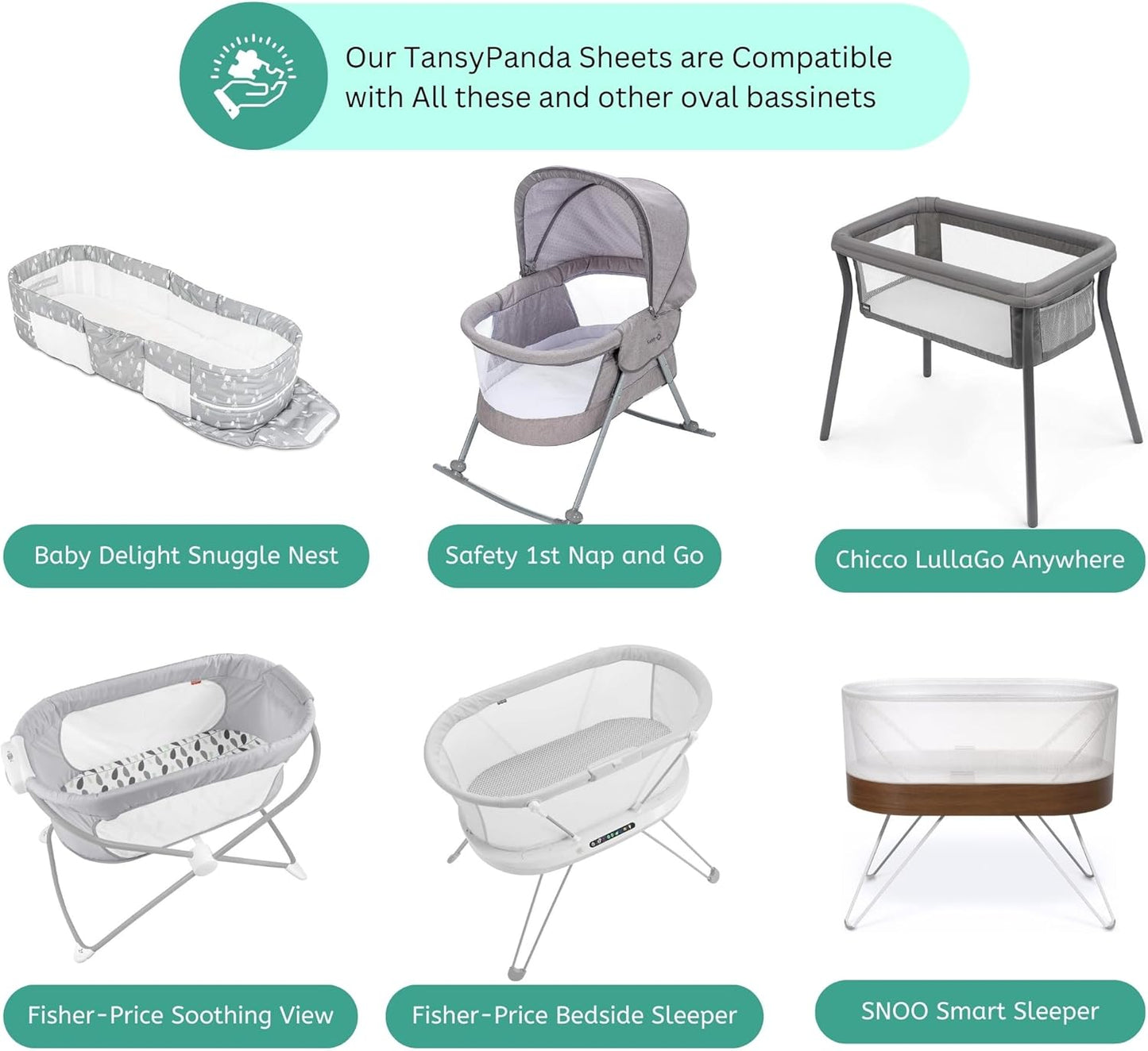 Bassinet Sheets for Papablic, CoZee, Cowiewie, Ezebaby, Nawahev Baby Bassinet Bedside Sleeper by TansyPanda, 3PC, 33x20, Ultra Soft, Breathable Snug Fit, Unisex Boys Girls, Gray White (Space Rockets)