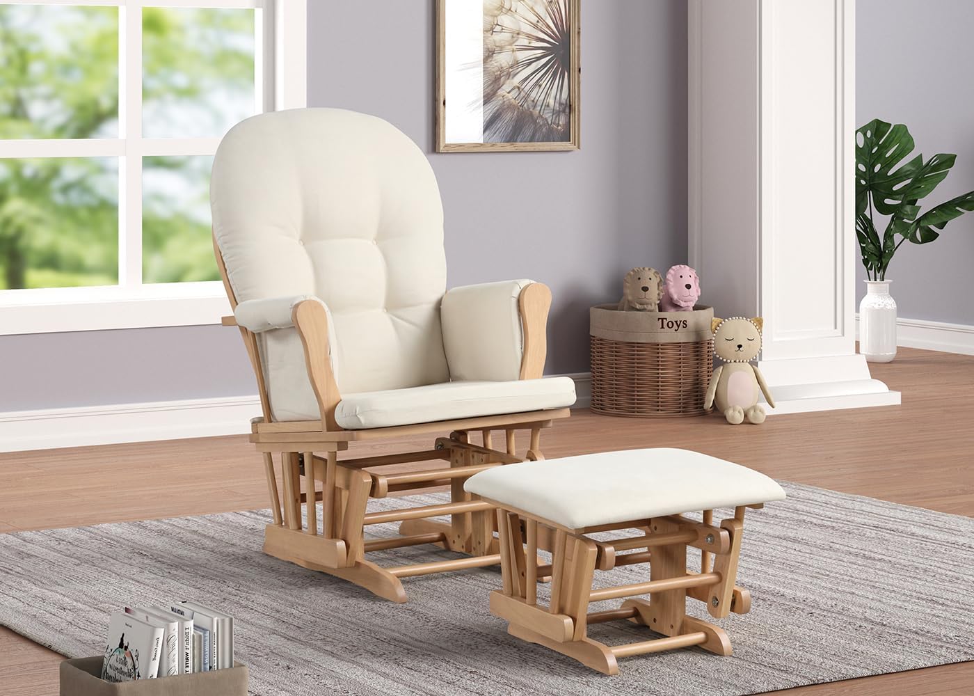 Angel Line Windsor Glider and Ottoman, Natural