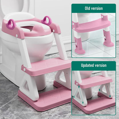 Potty Training Seat with Step Stool Ladder for Kids and Toddler,Wiifo Sturdy Potty Ladder with Soft Padded Cushion for Toddler Boys and Girls(Light Grey) 2025 New Version