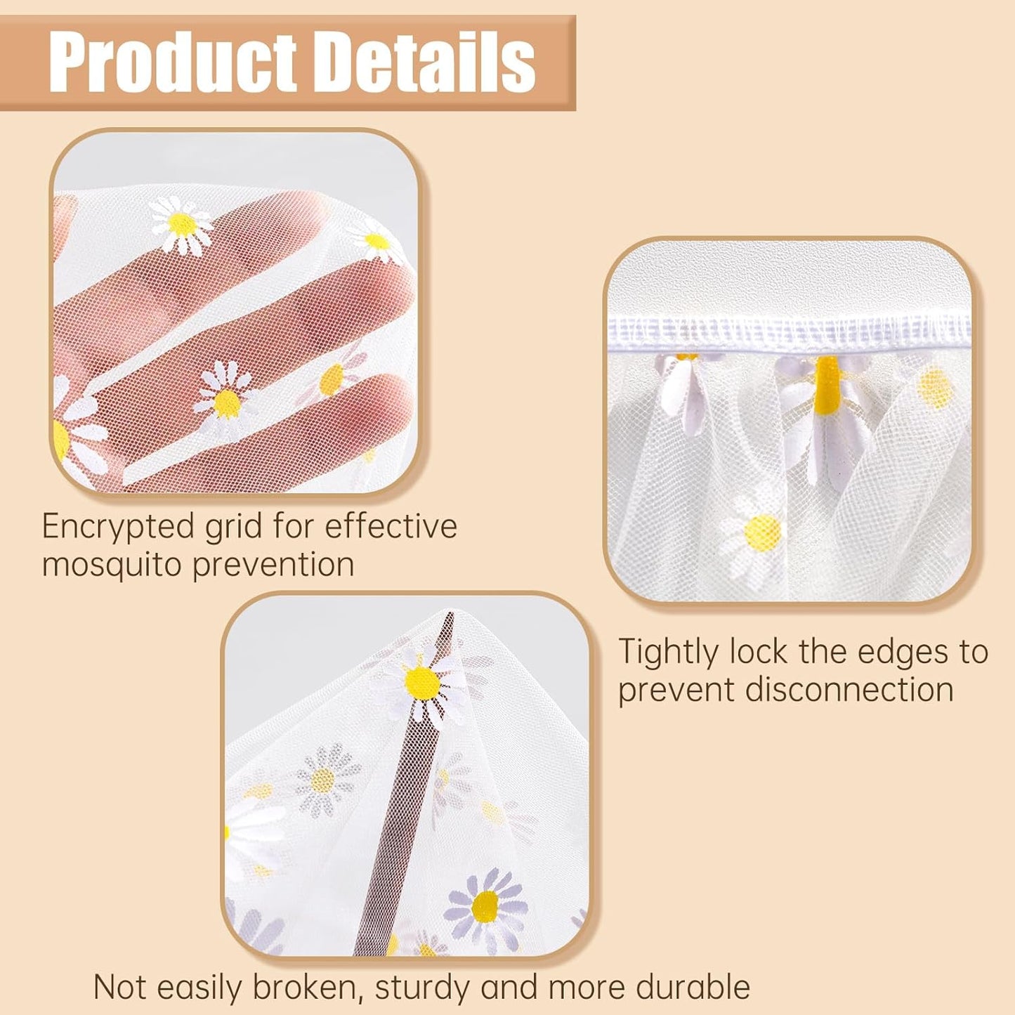 Mosquito Net for Stroller,Baby Pram Net Portable Star Print Stroller Netting Cover Perfect Bug Net for Strollers,Bassinets,Mini Crib,Cradles and Playards (White Star), yecwz002