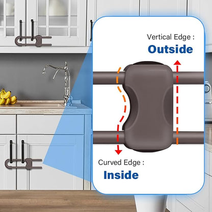 Baby Proofing Cabinets,Cabinet Locks for Babies,2 Pack U-Shaped Child Locks for Cabinets, Child Proof Cabinet Latches,Child Safety Cabinet Locks with Adjustable by SPISPI (Brown)