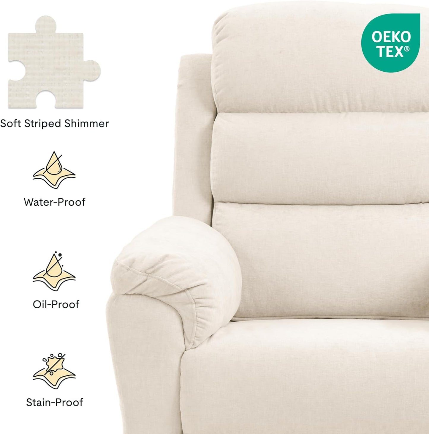 FLEXISPOT Souffle Swivel Rocker Recliner Chair for Adults, Nursery Rocking Glider Chair with Massage & Heat, FSC Wood Frame, Manual Recliner for Living Room, Nursery & Relaxation, Light Grey
