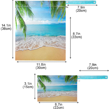 visesunny Yellow Dinosaurs Volcano and Palm Tree 2Pcs Wet Bag with Zippered Pockets Washable Reusable Roomy for Travel,Beach,Pool,Daycare,Stroller,Diapers,Dirty Gym Clothes, Wet Swimsuits, Toiletries