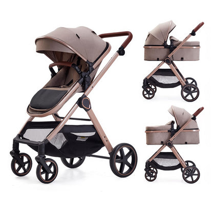 Lortsybab 2 in 1 Baby Stroller, Newborn Infant Toddler Convertible Pram Stroller for 0-36 Months Old Babies (Grey)