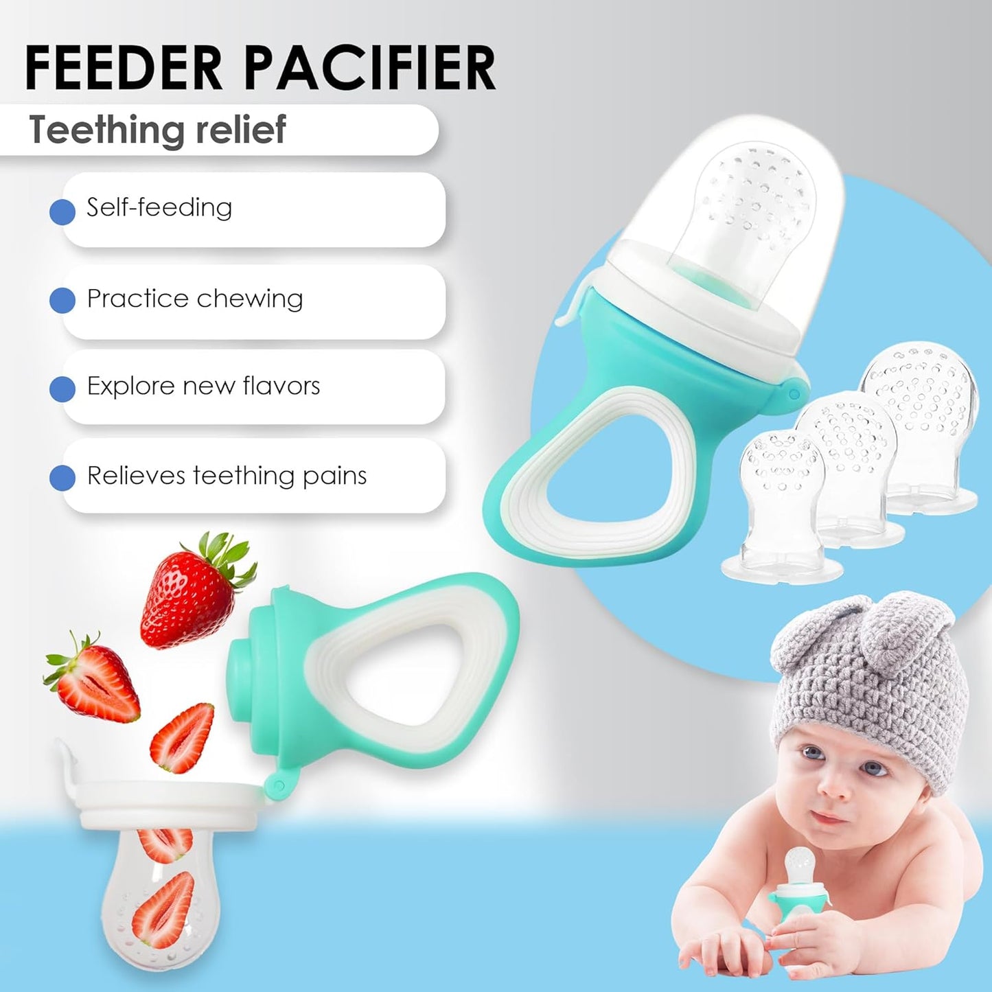Bluet B- Silicone Baby Feeding Set with Pacifier - Baby Led Weaning Supplies - Baby Spoons, Suction Bowl - Plate - Baby Utensils Set - Silicone Feeding Set for Baby First Foods - 11pcs - Purple