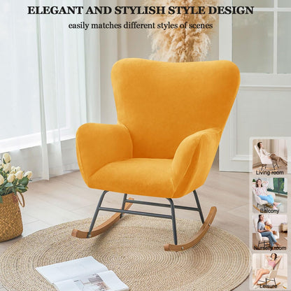 Levoberg Nursery Rocking Chair Cover Velvet Rocker Glider Chairs Cover Slipcovers Stretch Rocking Accent Chair Cover Recliner Armchair Slipcover for Nursery Living Room Bedroom Office Camel