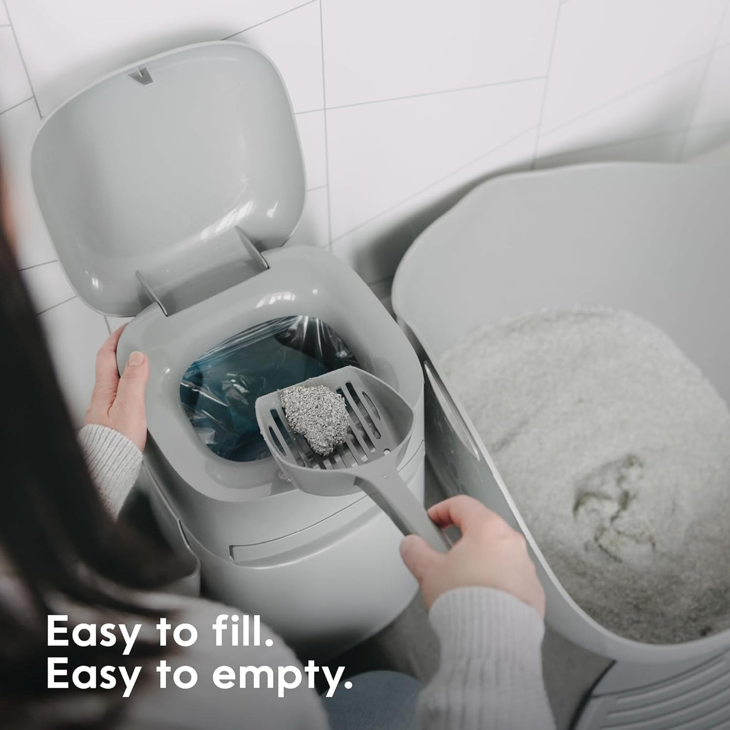 Litter Genie Platinum Pail Made of Durable Stainless Steel Includes 1 Easy Roll Refill