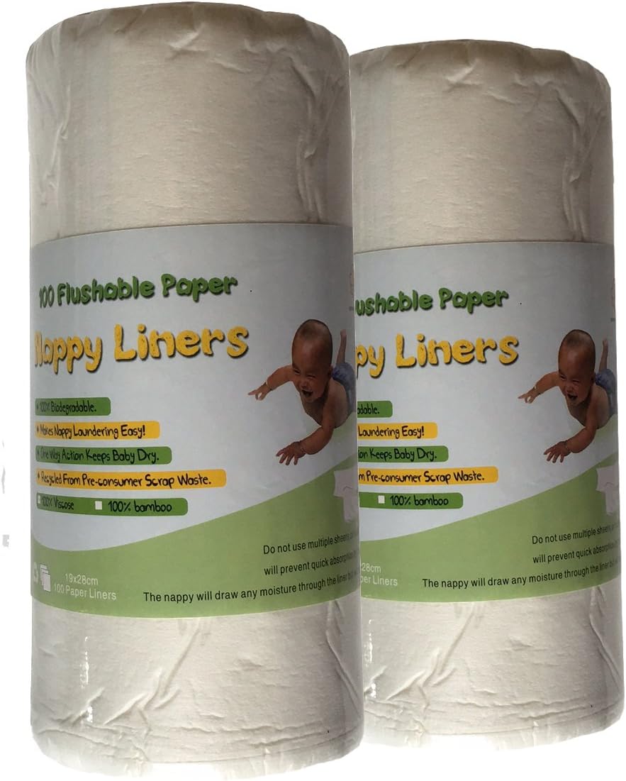 200 Sheets BioLiners Baby Cloth Diaper Nappy Biodegradable Flushable Viscose Liners - Unscented