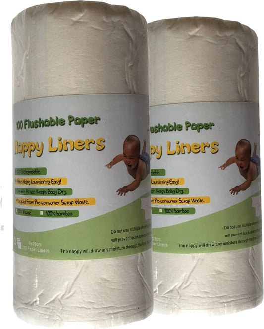 200 Sheets BioLiners Baby Cloth Diaper Nappy Biodegradable Flushable Viscose Liners - Unscented