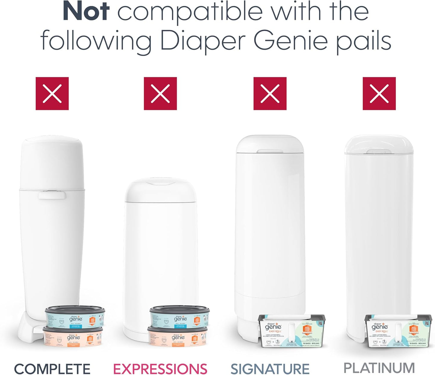 Diaper Genie Jumbo Square Refill, with Continuous Film, can Hold up to 810 Newborn-Sized Diapers per Refill.