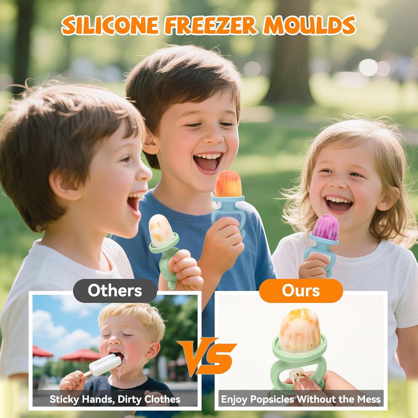 2-in-1 BPA-Free Ice Pop Molds & Silicone Baby Teethers for Teething Relief | Easy Fill Feeder for Breastmilk, Puree & Baby Food | Soothing, Fun & Safe Chewable Teething Toys for Infant & Toddler