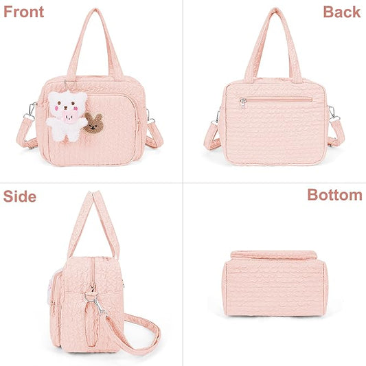 Lushandy Baby Diaper Bag Tote, Mom Bag Crossbody Diaper Bags Baby Travel Bags for Girl Pañaleras Para Bebe (Pink, Small)