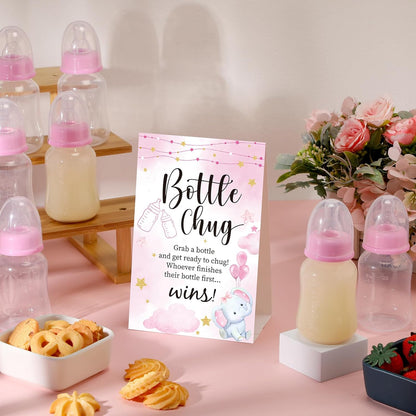 TrelaCo Bottle Chug Baby Shower Game 20 Pcs Baby Bottles Shower Favor with 1 Greenery Theme Sign for Gender Reveal Party Supplies Gifts(Green)