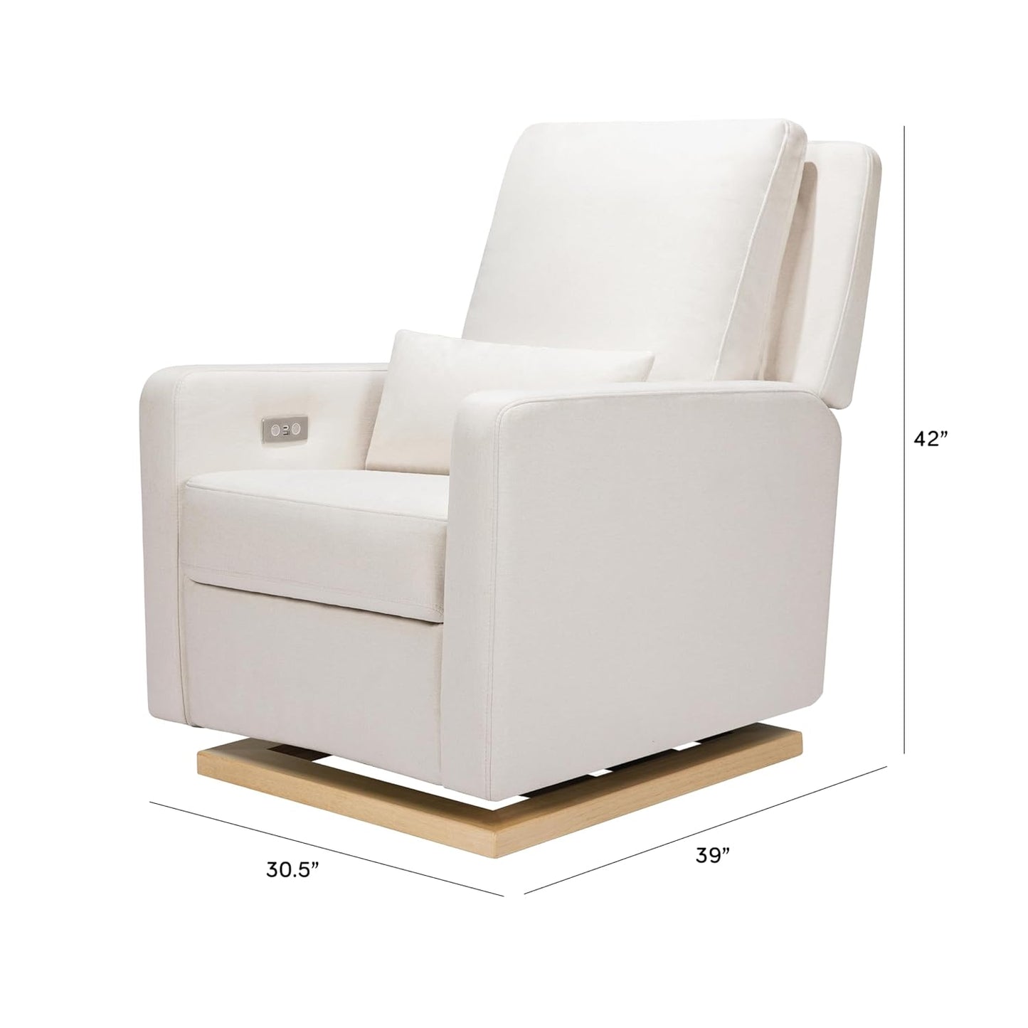 Babyletto Sigi Electronic Power Recliner & Swivel Glider with USB Port in Performance Beach Eco-Weave with Light Wood Base, Water Repellent & Stain Resistant, Greenguard Gold and CertiPUR-US Certified
