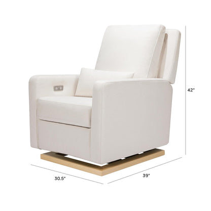 Babyletto Sigi Electronic Power Recliner & Swivel Glider with USB Port in Performance Beach Eco-Weave with Light Wood Base, Water Repellent & Stain Resistant, Greenguard Gold and CertiPUR-US Certified