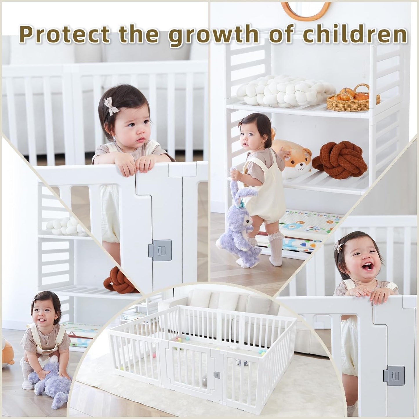 Baby Playpen Kids Activity Centre Safety Play Yard Home Indoor Outdoor New Pen (Multicolour) (White) (Macarons Classic Set 14 Panel)