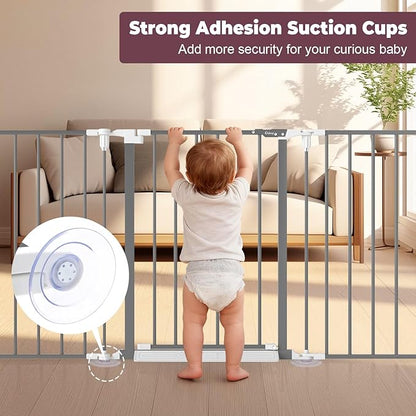 78" Extra Wide Baby Gate, Dog Gates Indoor for Doorways Stairs, Essential Safety Gate for Child, Hardware Mounted Adjustable Pet Gate with Anti-Trip Pedal, 28'' Tall 3 Metal Panels Grey