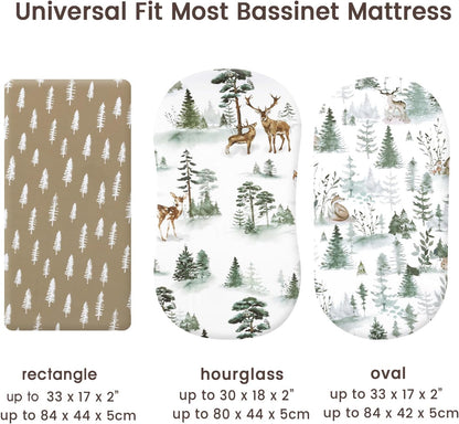 PHF 3 Pack Soft Mini Crib Sheets, Floral & Animal Pack N Play Sheets for Baby Boys Girls, No Slip Universal Fit for Pack N Play, Playard, Portable and Mini Crib Mattresses,Floral & Animal
