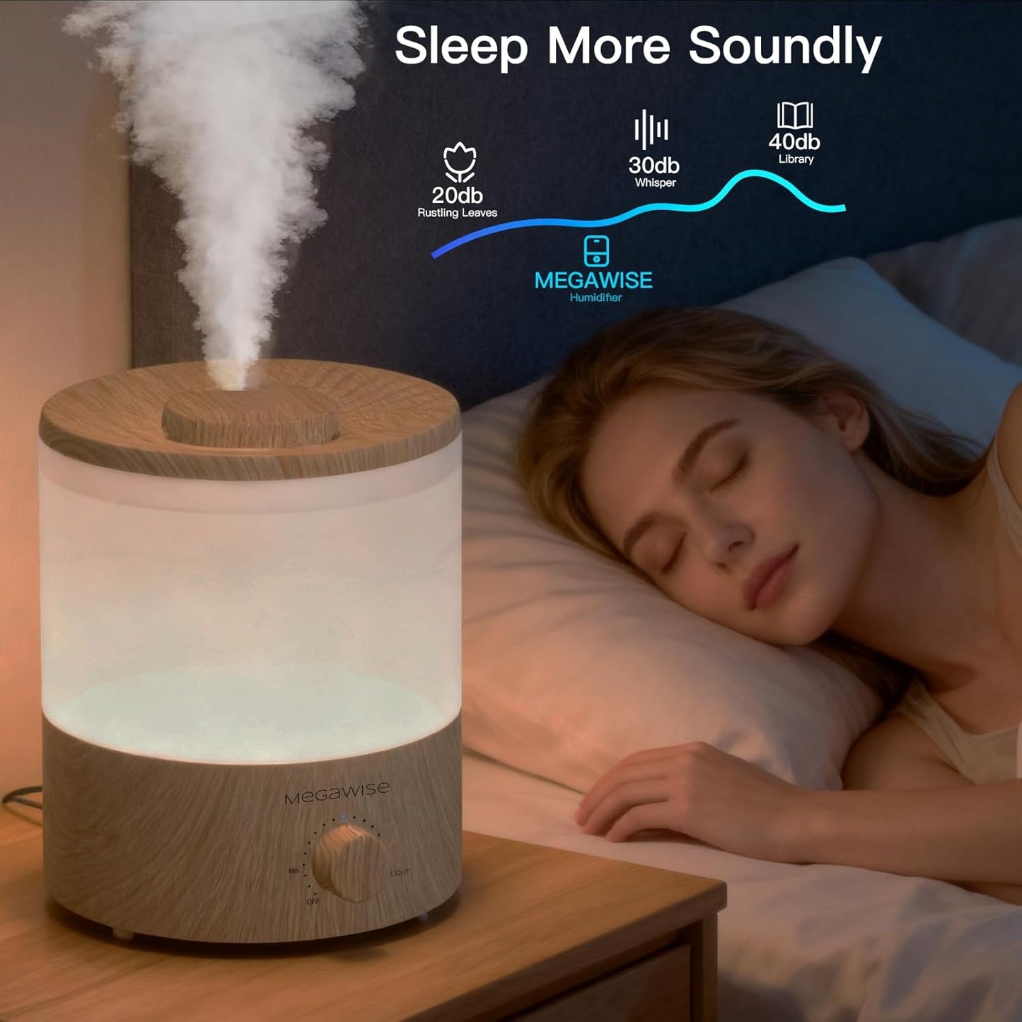 MegaWise Ultrasonic Cool Mist Humidifier | Quiet Operation, Top Fill, Auto Shut-Off | Ideal for Bedroom, Baby Room, and Plants (3.5 L)
