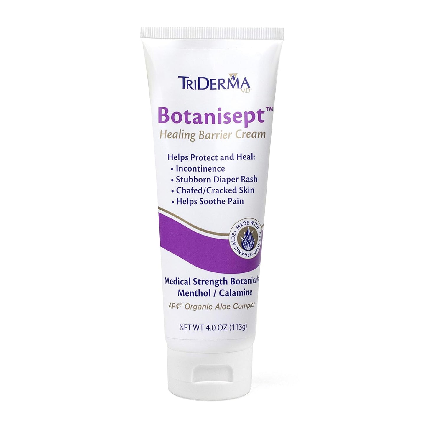 TriDerma Botanisept™ Barrier Cream - AP4 Aloe Vera Gel, Zinc, Calamine for Incontinence, Diaper Rash, Postpartum Essentials, Chafing Cream - FSA Eligible - Skin Relief & Moisture Barrier - 4oz 2 Pack