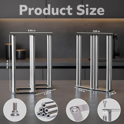 Water Bottle Drying Rack, Cup Drying Rack for Counter, Stainless Steel Tumbler Dryer Stand, Space-Saving Mug & Glass Drying Rack, Heavy-Duty Holder for Cups & Water Bottles (Silver – 7 Pegs)