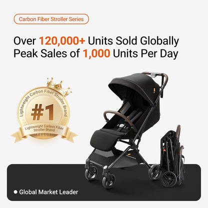MAMAZING Ultra Air Lightweight Baby Travel Stroller with Carbon Fiber Frame, Compact & Airplane-Friendly, One-Handed Fold, 11.6 lbs, Perfect for Toddlers, Grey