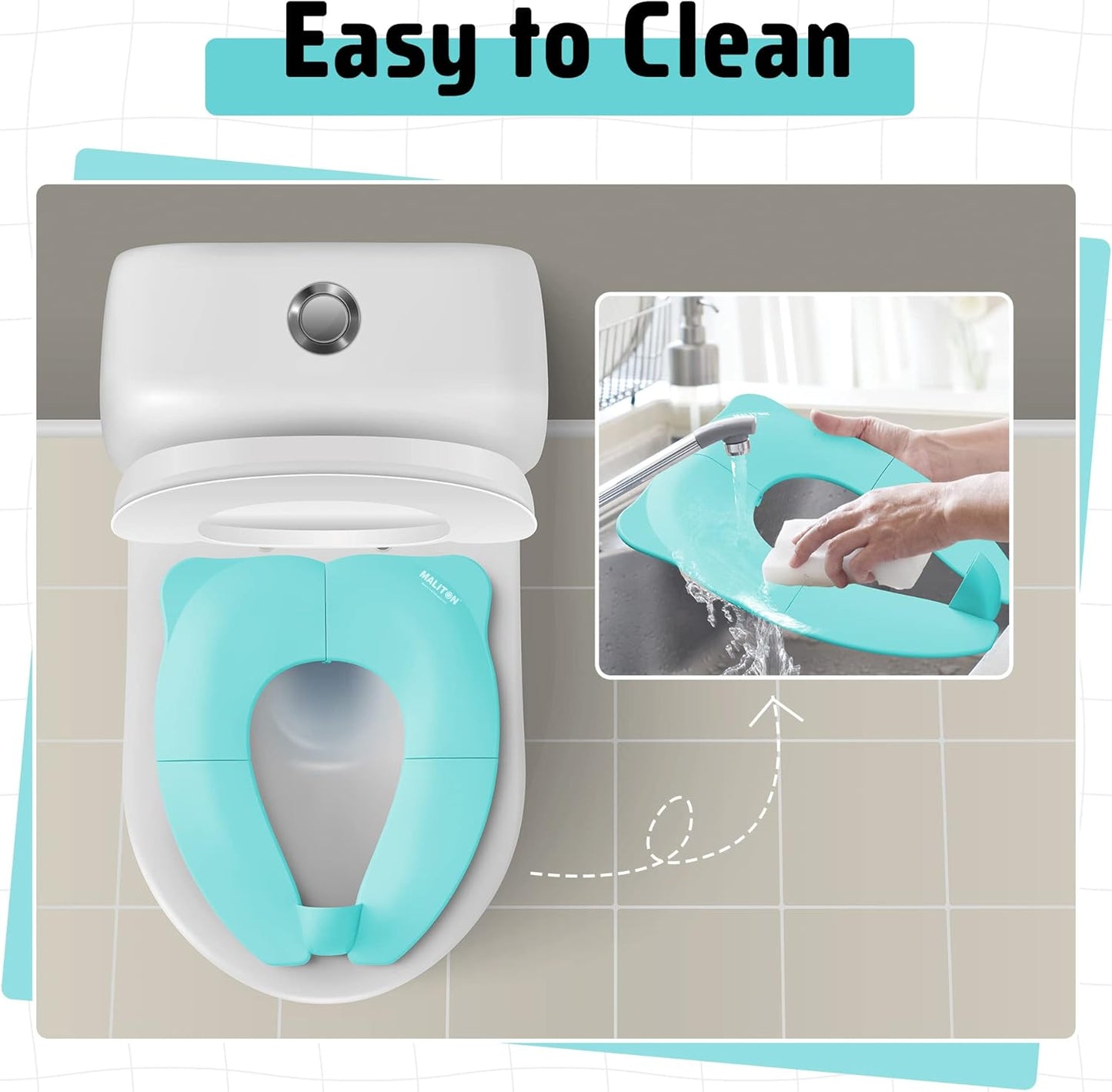 Portable Potty Seat for Toddler Travel - Foldable Non-Slip Potty Training Toilet Seat Cover for Boys Girls, Baby Kids with Drawstring Bag (Green Frog)