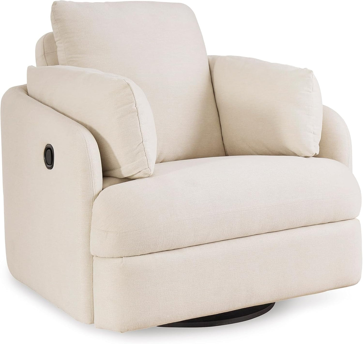 Signature Design by Ashley Modmax Coastal Press-Back Swivel Glider Rocker Recliner with Machine Washable Cover, Hidden Storage Compartments and 2 Bolster Pillows, Beige - Colors B