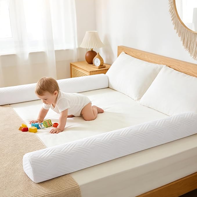Ceekliybear 2-Pack Premium Foam Bed Bumpers for Toddler, Non-Slip Bed Rails for Toddlers for Twin, Queen, King Beds, Machine Washable Bumpers Cover for Easy Care（Size：52" x 7" x 5"）