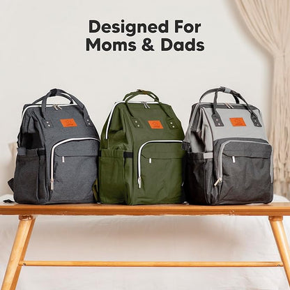 KeaBabies Baby Diaper Bag Backpack - Large Baby Bag for Boys, Girls, Waterproof Multi Function Travel Diaper Backpack with Changing Pad, Durable Travel Essentials for Moms and Dads (Coffee Brown)