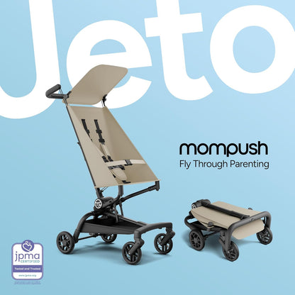 Mompush Jeto Lightweight Travel Stroller – 9.8 lbs Ultra-Compact, One-Hand Fold, Airplane Cabin Approved, All-Terrain Wheels, Smooth Ride for Toddlers, Perfect for Travel & Daily Use